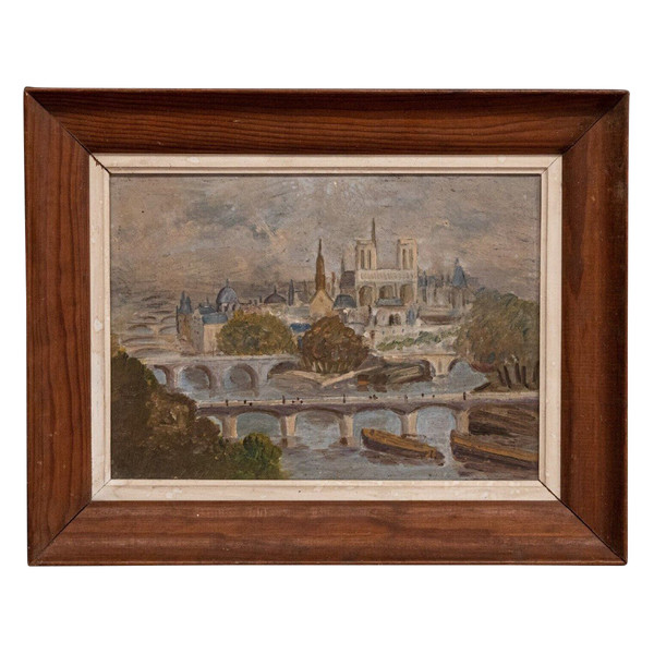 Öl auf Leinwand, Paris zu Beginn des 20. Jahrhunderts, Naturholzrahmen