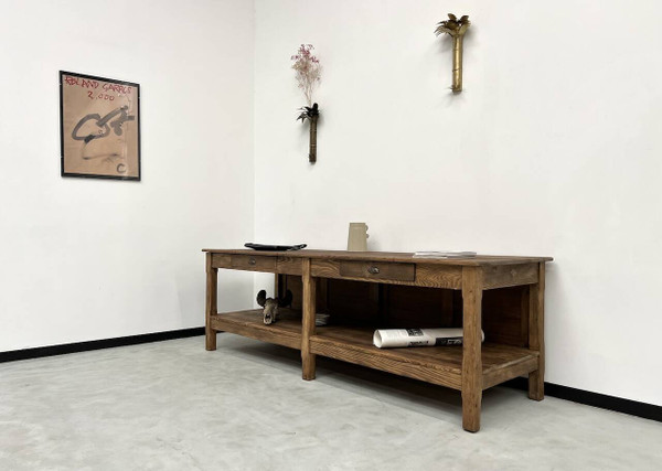 Comptoir ancien, table drapière des années 50