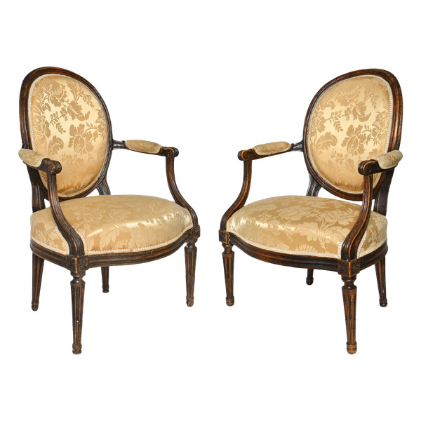 Pair of Louis XVI period cabriolet armchairs