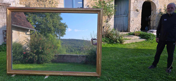 167 X 232 Cm, Very Large Louis Philippe Rectangle Mirror, Gold Leaf, Mercury Glass