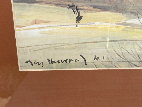 Acquerello su carta di Jacques Thévenet Paesaggio del Sud 1941
