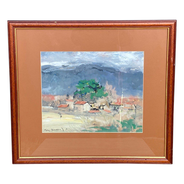 Acquerello su carta di Jacques Thévenet Paesaggio del Sud 1941