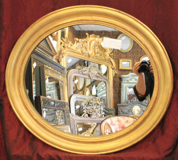 59 X 66 Cm Miroir Ovale Louis Philippe Doré