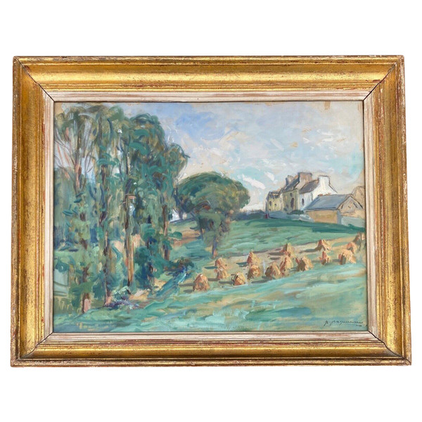 Watercolor by Paul Paquereau haystack 20th century