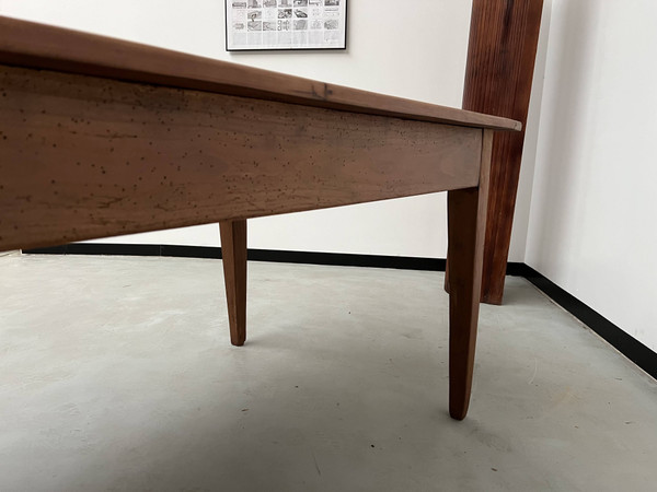 Teak farmhouse table with spindle legs