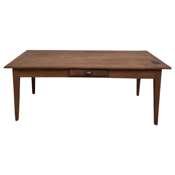 Teak farmhouse table with spindle legs
