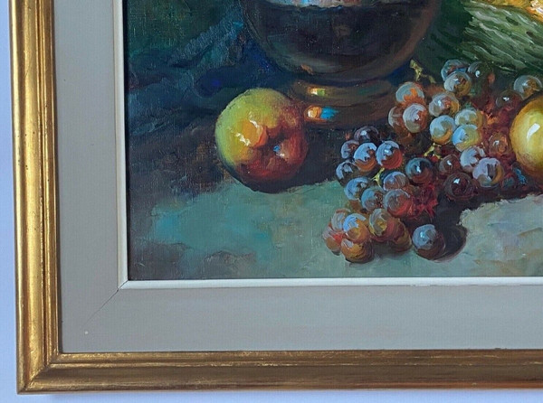 Huile sur toile nature morte aux fruits 1950