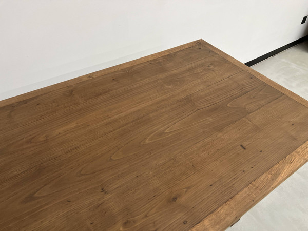 1950s farmhouse table in oak and walnut