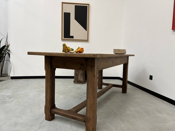 1950s farmhouse table in oak and walnut