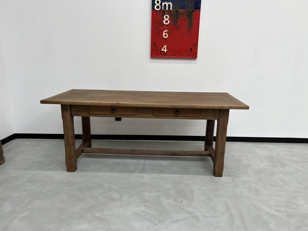 1950s farmhouse table in oak and walnut