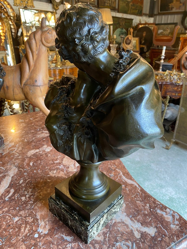 19th Century Bronze Sculpture Representing "The Kiss" After Jean Antoine Houdon (1741-1828)