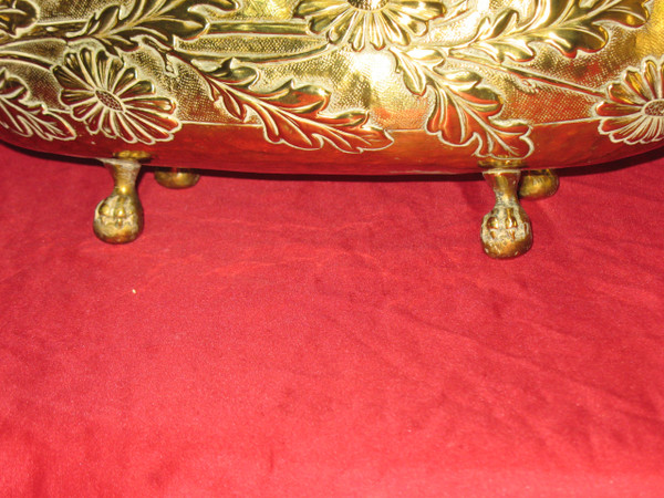 Brass planter with floral decoration, 19th century Napoleon III