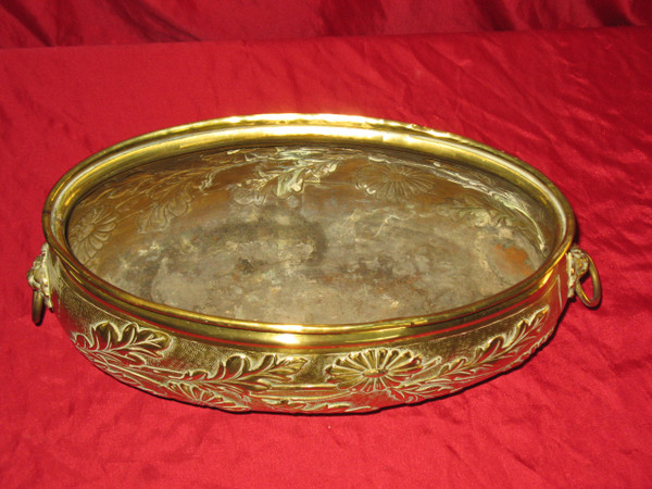 Brass planter with floral decoration, 19th century Napoleon III