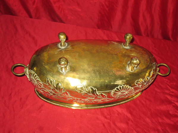 Brass planter with floral decoration, 19th century Napoleon III