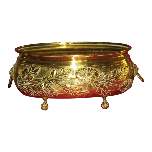 Brass planter with floral decoration, 19th century Napoleon III