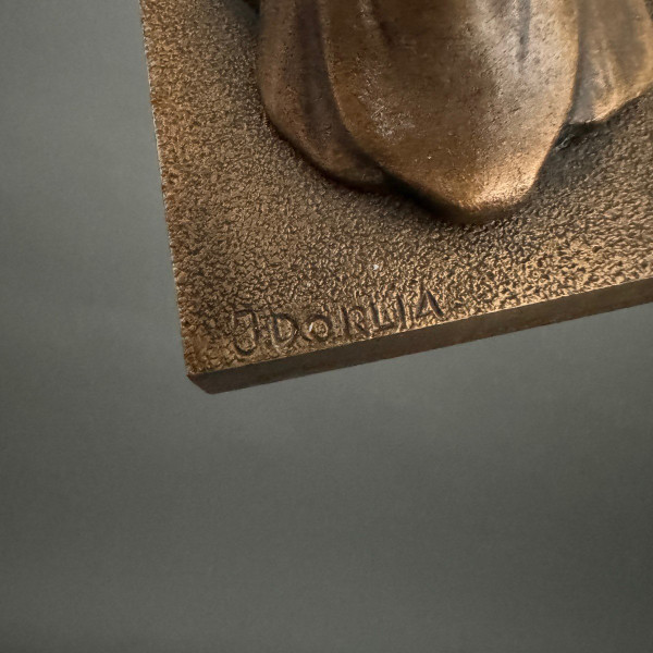 Christ in bronze 1930 by J. Dorlia chocolate patina
