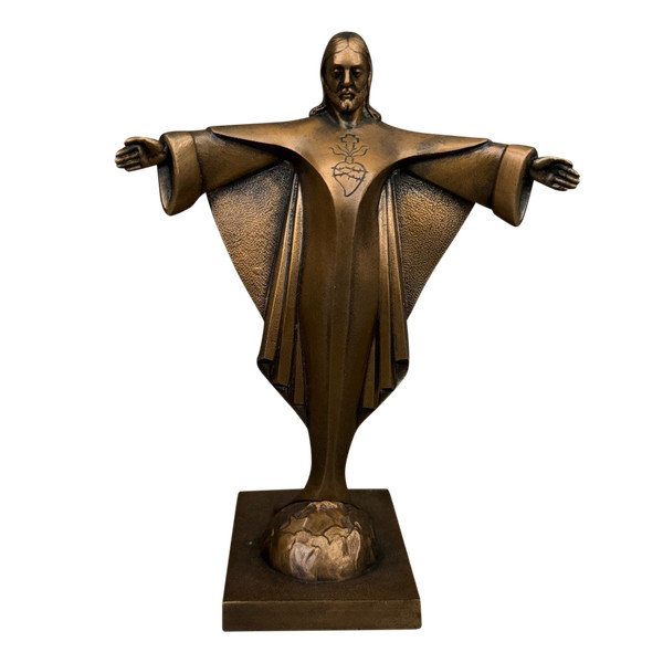 Christ in bronze 1930 by J. Dorlia chocolate patina