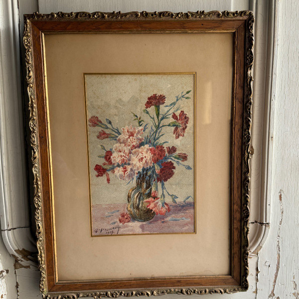 Watercolor on paper still life bouquet of flowers by Beutizzy 1907