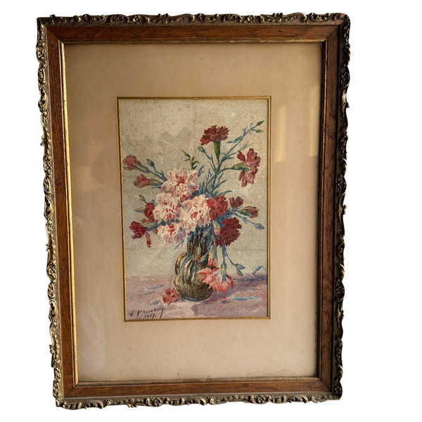 Watercolor on paper still life bouquet of flowers by Beutizzy 1907