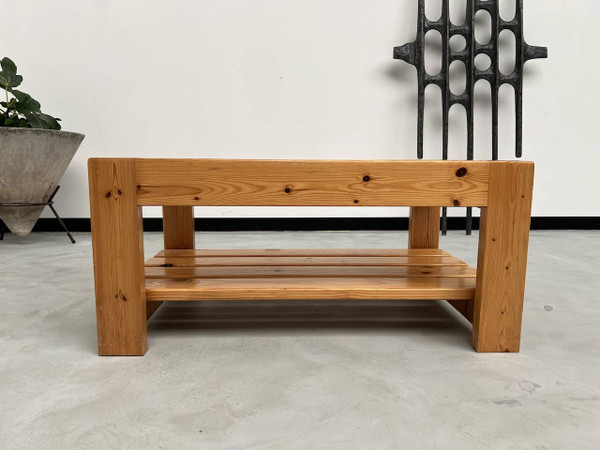 Table basse en pin des années 80