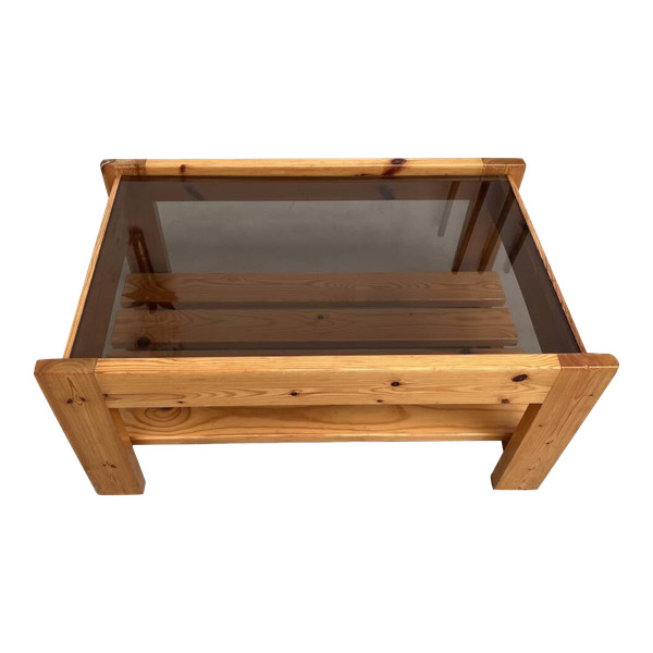 Table basse en pin des années 80
