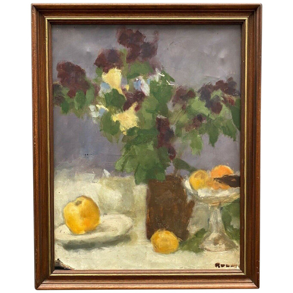 Öl auf Leinwand von Isabelle Rouault, Stillleben, 20. Jahrhundert