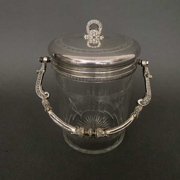 1900 cookie bucket in cut crystal and silver-plated metal