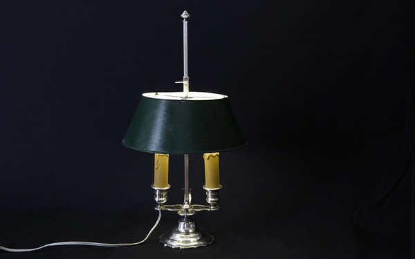 Bouillotte-Lampe aus versilberter Bronze aus dem 19. Jahrhundert