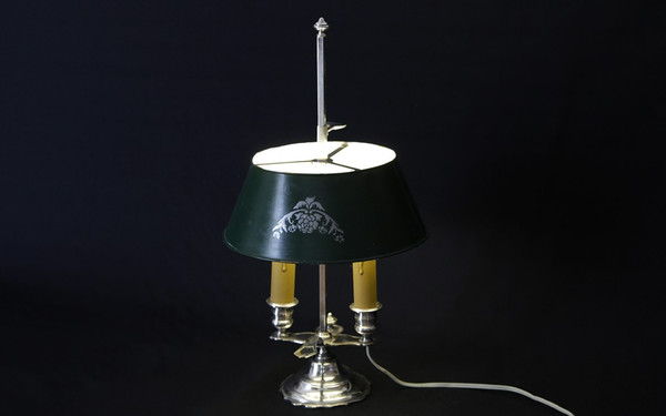 Bouillotte-Lampe aus versilberter Bronze aus dem 19. Jahrhundert