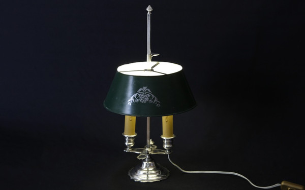 Bouillotte-Lampe aus versilberter Bronze aus dem 19. Jahrhundert