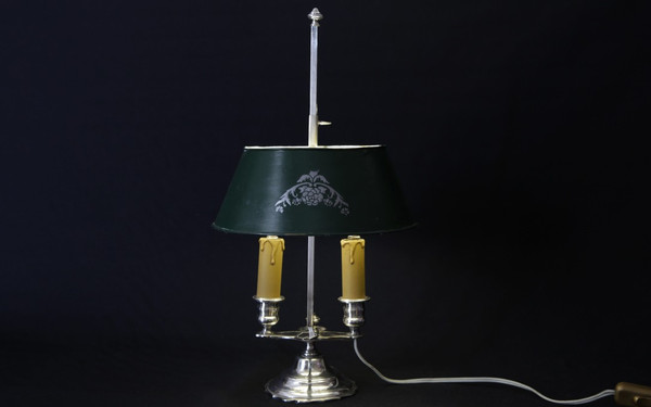 Bouillotte-Lampe aus versilberter Bronze aus dem 19. Jahrhundert