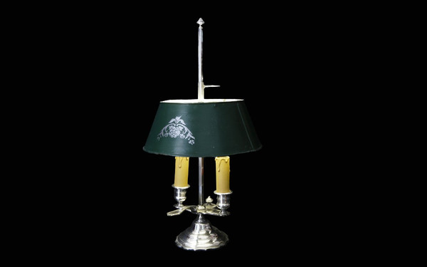 Bouillotte-Lampe aus versilberter Bronze aus dem 19. Jahrhundert