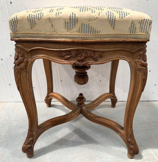 Ancien Tabouret De Piano Réglable En Hauteur – Noir, Tissu à Revoir – Occasion