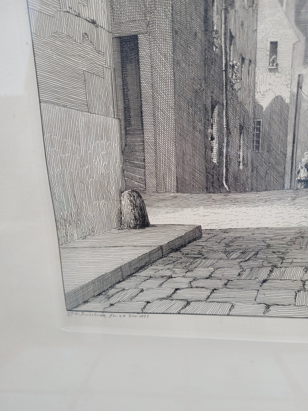 Gravure par "De la Rochebrune "/ Rare Vue sur le chateau de Blois 1871