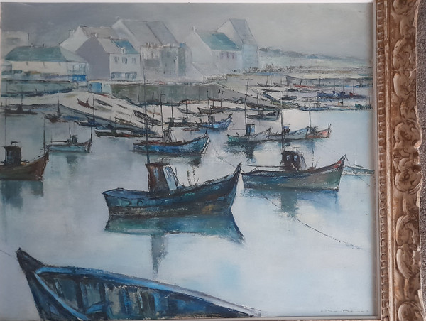 Charles Belbeoc'h  1926-2006  vue de la Turbale huile sur panneau 