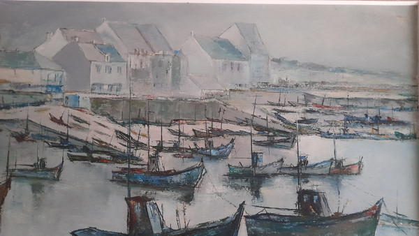 Charles Belbeoc'h  1926-2006  vue de la Turbale huile sur panneau 