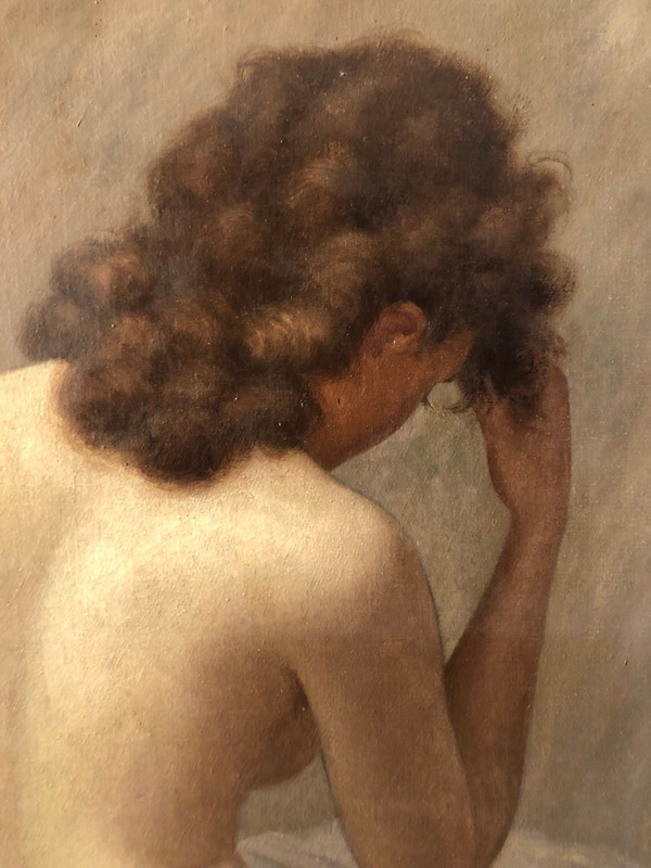 Huile sur toile de Jean Jannel intitulée Jeune fille pensive 1930