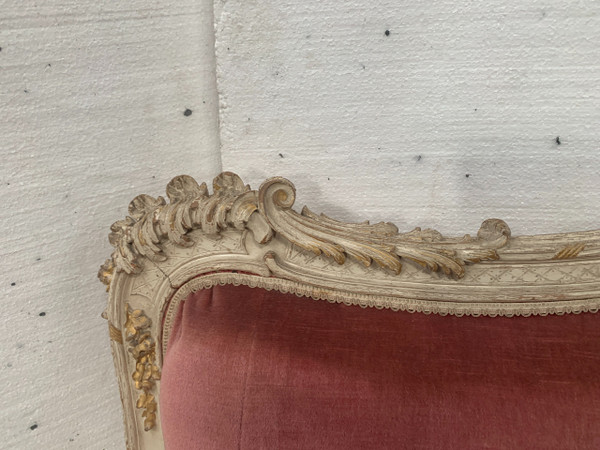 Louis XV style bench in lacquered and gilded beech, 20th century