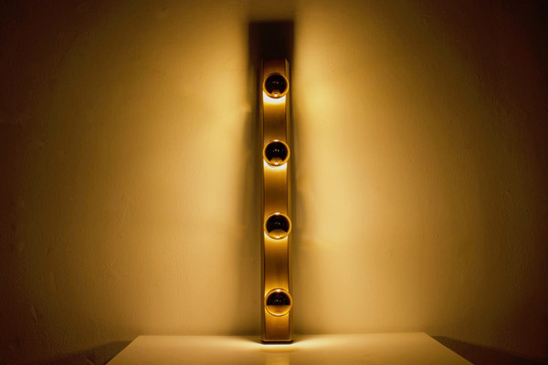 “Vanity lamp” dressing room wall lights, bronze finish.