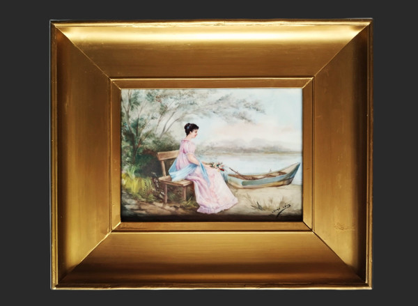 Tableau  Paysage Sur Plaque De Porcelaine Par Laure Lévy Limoges Jean Pouyat 