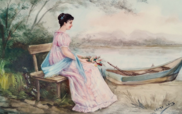 Tableau  Paysage Sur Plaque De Porcelaine Par Laure Lévy Limoges Jean Pouyat 