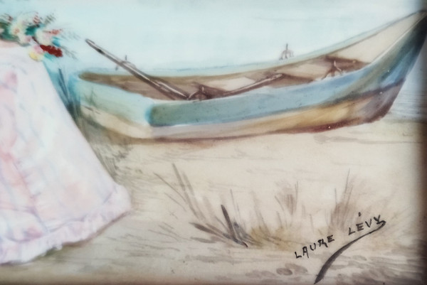 Tableau  Paysage Sur Plaque De Porcelaine Par Laure Lévy Limoges Jean Pouyat 