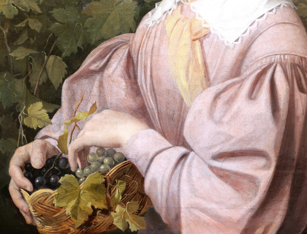 Joseph WEBER, Portrait d'une jeune fille tenant une corbeille de raisin