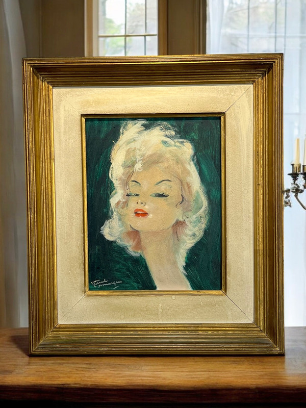 JEAN GABRIEL DOMERGUE ( 1889-1962 ) PAINTING PORTRAIT OF A WOMAN "PATRICIA