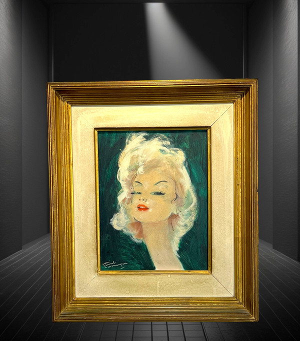 JEAN GABRIEL DOMERGUE ( 1889-1962 ) PAINTING PORTRAIT OF A WOMAN "PATRICIA