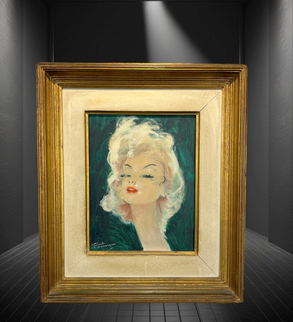 JEAN GABRIEL DOMERGUE ( 1889-1962 ) PAINTING PORTRAIT OF A WOMAN "PATRICIA