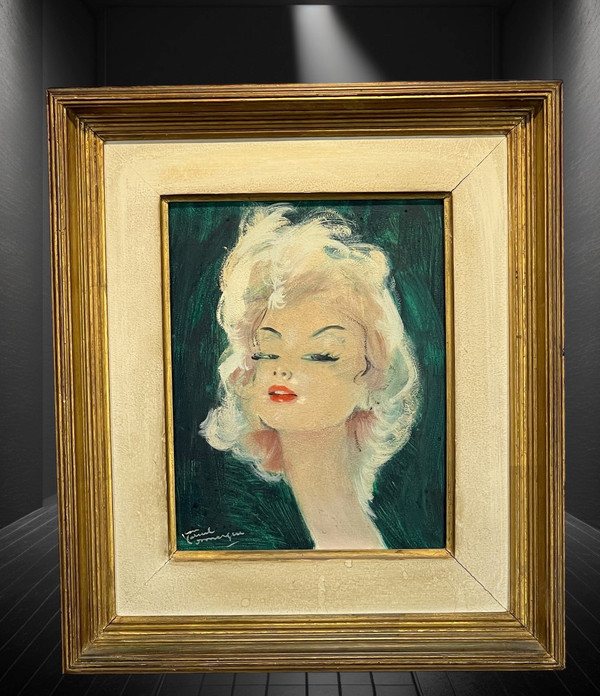 JEAN GABRIEL DOMERGUE ( 1889-1962 ) PAINTING PORTRAIT OF A WOMAN "PATRICIA