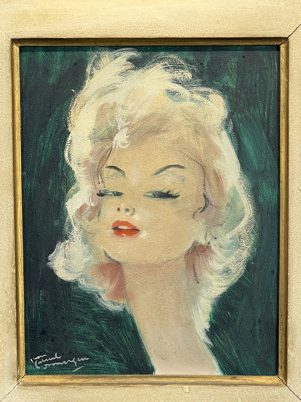 JEAN GABRIEL DOMERGUE ( 1889-1962 ) PAINTING PORTRAIT OF A WOMAN "PATRICIA