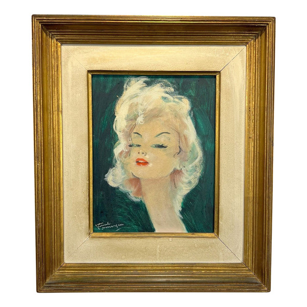 JEAN GABRIEL DOMERGUE ( 1889-1962 ) PAINTING PORTRAIT OF A WOMAN "PATRICIA