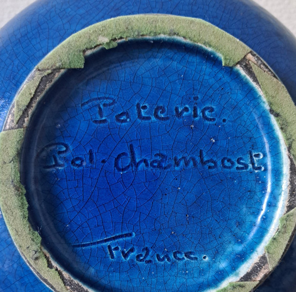 Pol Chambost (1906-1983) - Coupe En Céramique Bleu